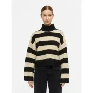 OBJECT DAME STRIK PULLOVER OBJMINNA – SANDSHELL BLACK